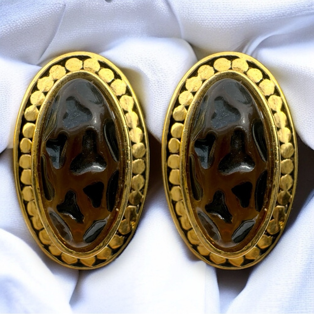 Vintage 1980s Leopard Print Earrings